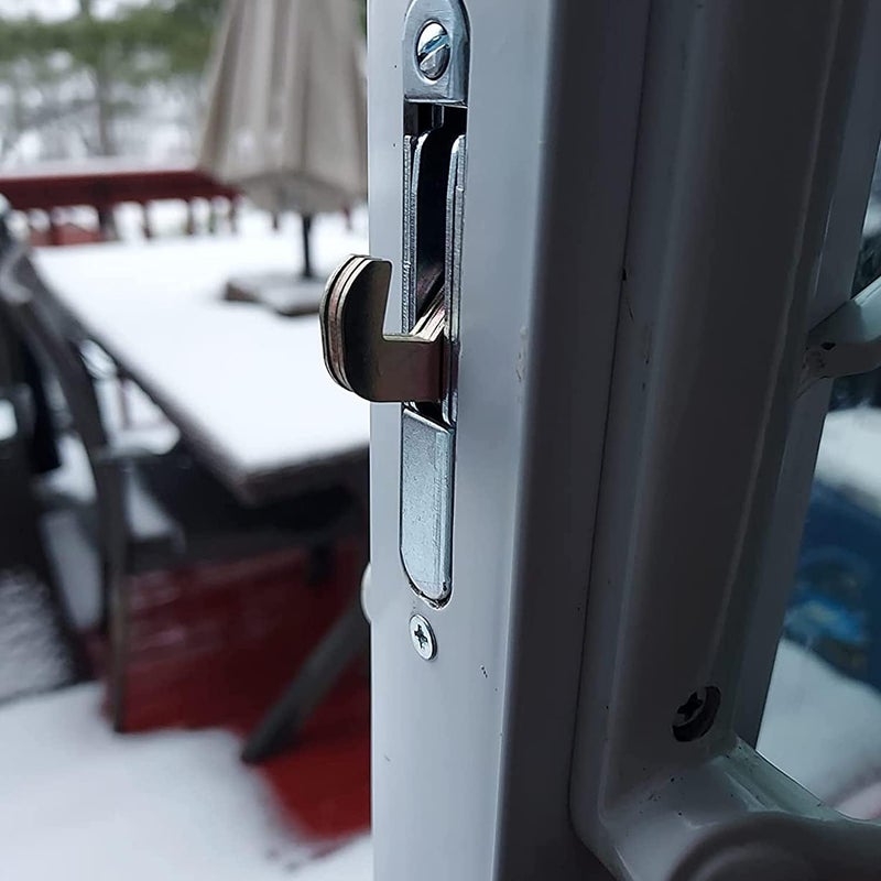 HauSun Mortise Lock with 45 Degree Keyway and Round Faceplate,Adjustable,Spring-Loaded Hook Latch Replacement for Sliding Patio Doors Constructed of Wood, Aluminum and Vinyl, 4-5/8"" - Image 4